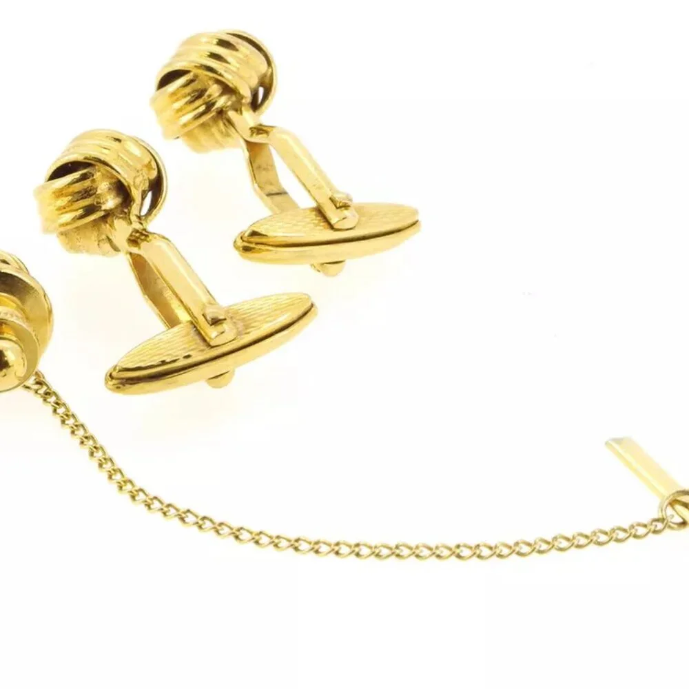 dunhill cuff 2 items set gold plated Authentic used T16826